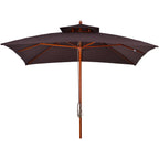 3x3 m Garden and Terrace Umbrella with 8 Ribs and 2-Tier Parasol Cover, Brown - Borge' Group Limited