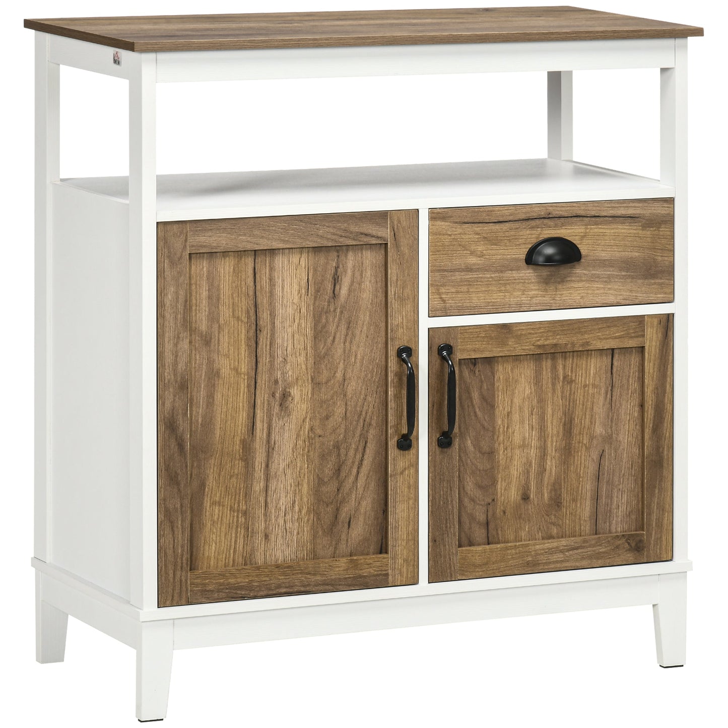 Kitchen Rustic Style Cabinet White and Brown |