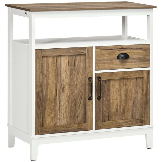 Kitchen Rustic Style Cabinet White and Brown |