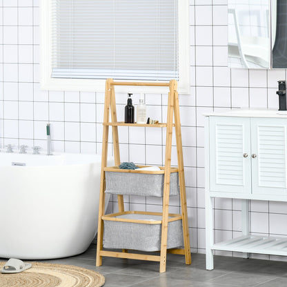 Bathroom saving shelf with shelves and drawers - Grey wood - Borgè