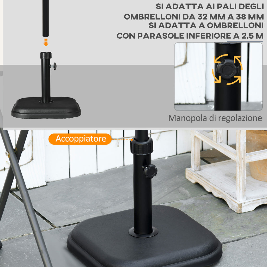 Outsunny base for plastic garden umbrella and 11kg cement, 36x36x31cm, black - Borgè