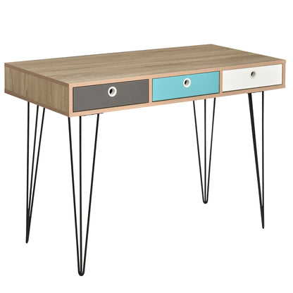 desk with a Nordic design with 3 wooden and metal drawers - Borgè