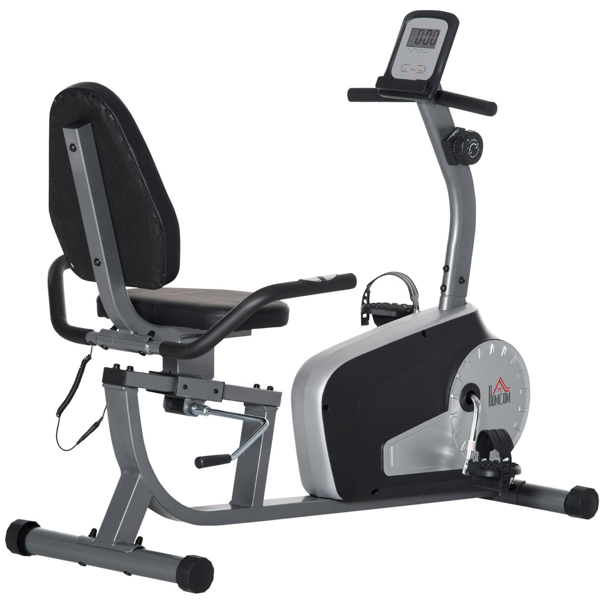 Cyclette horizontal Recumbent with 8 levels of resistance, LCD screen and adjustable seat, 122-137x62x103 cm - Borgè