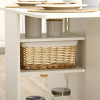 Homcom Ribal kitchen table with 2 drawers and cabinet with ante, in chipboard, 120x80x75 cm, white - Borgè