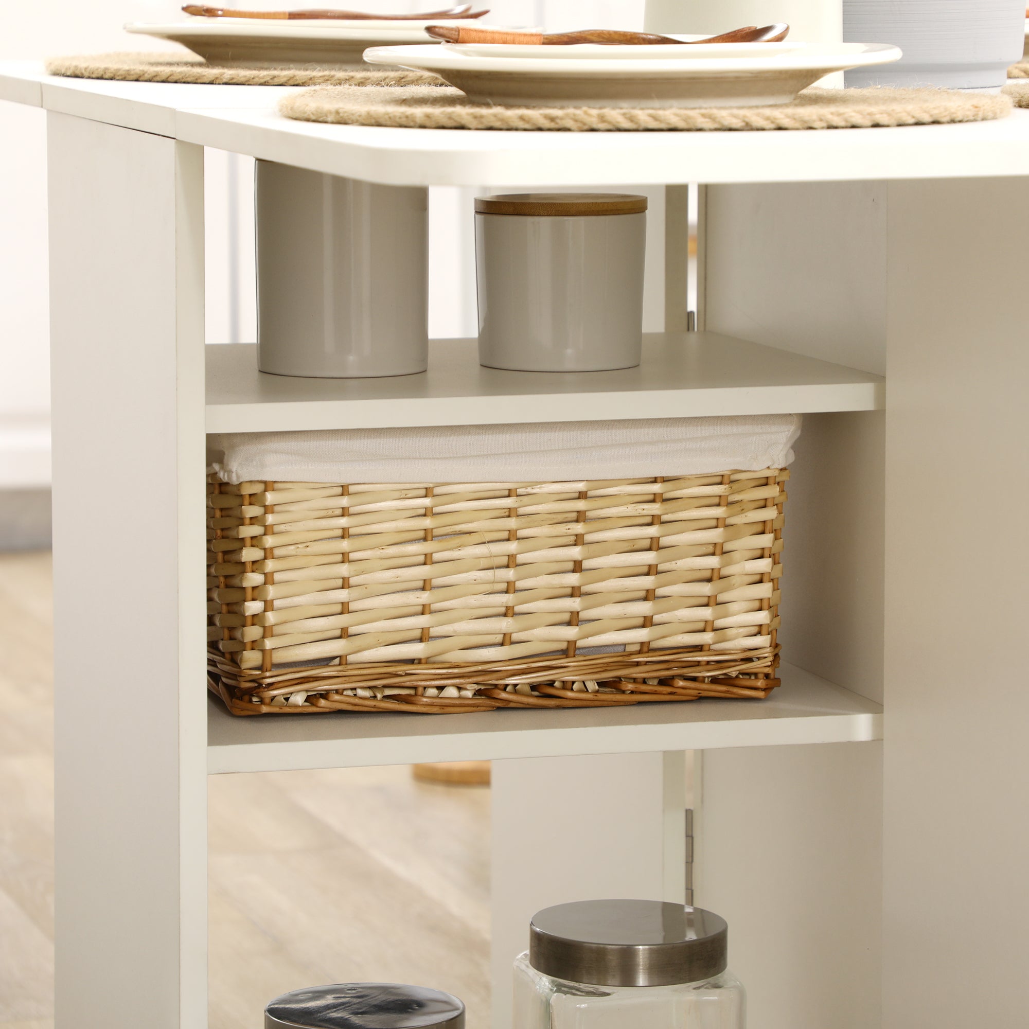 Homcom Ribal kitchen table with 2 drawers and cabinet with ante, in chipboard, 120x80x75 cm, white - Borgè