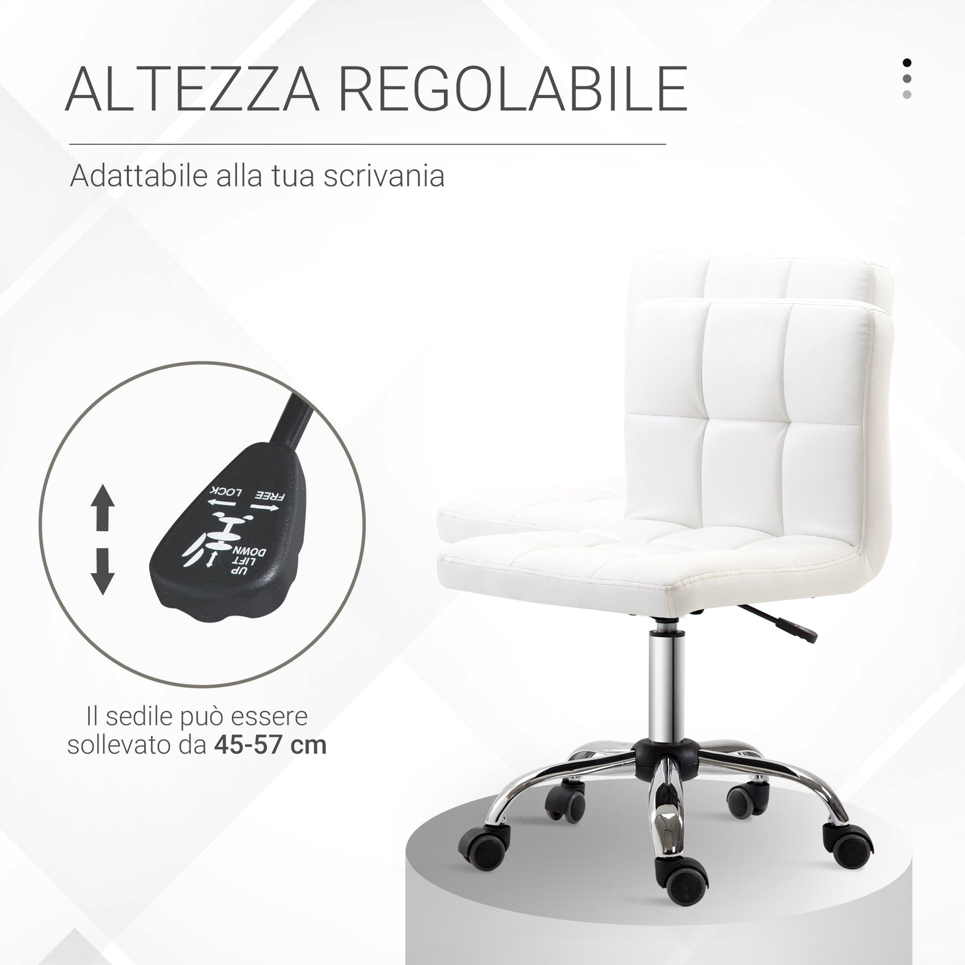 Ergonomic Office Chair, Height Adjustable Swivel Chair in Synthetic Leather 46 × 51 × 80-92cm - Borgè