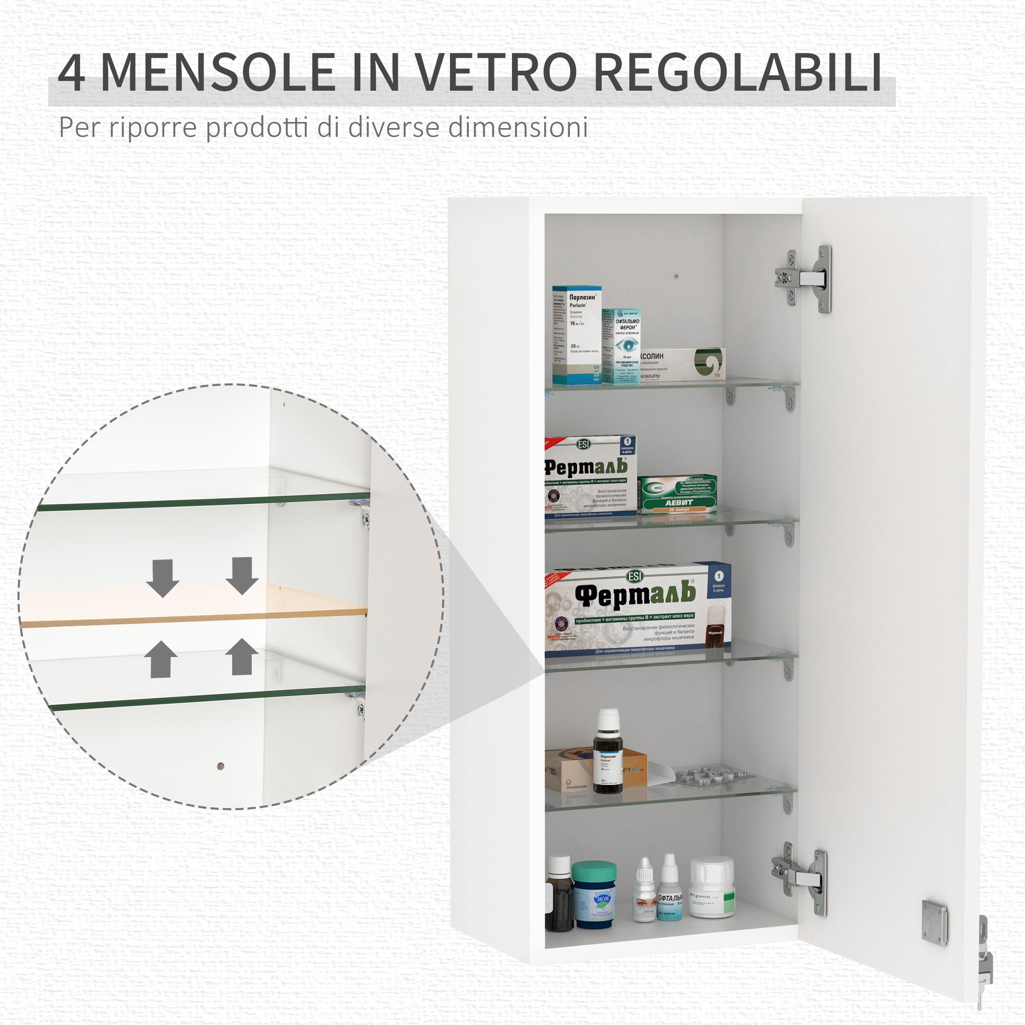 Kleankin Owner for medicines with lock, wood and glass - white - Borgè