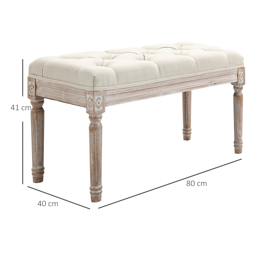 Bed Bed with Ottoman Wooden Legs For Bedroom And Entrance - Beige - Borgè