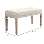 Bed Bed with Ottoman Wooden Legs For Bedroom And Entrance - Beige - Borgè