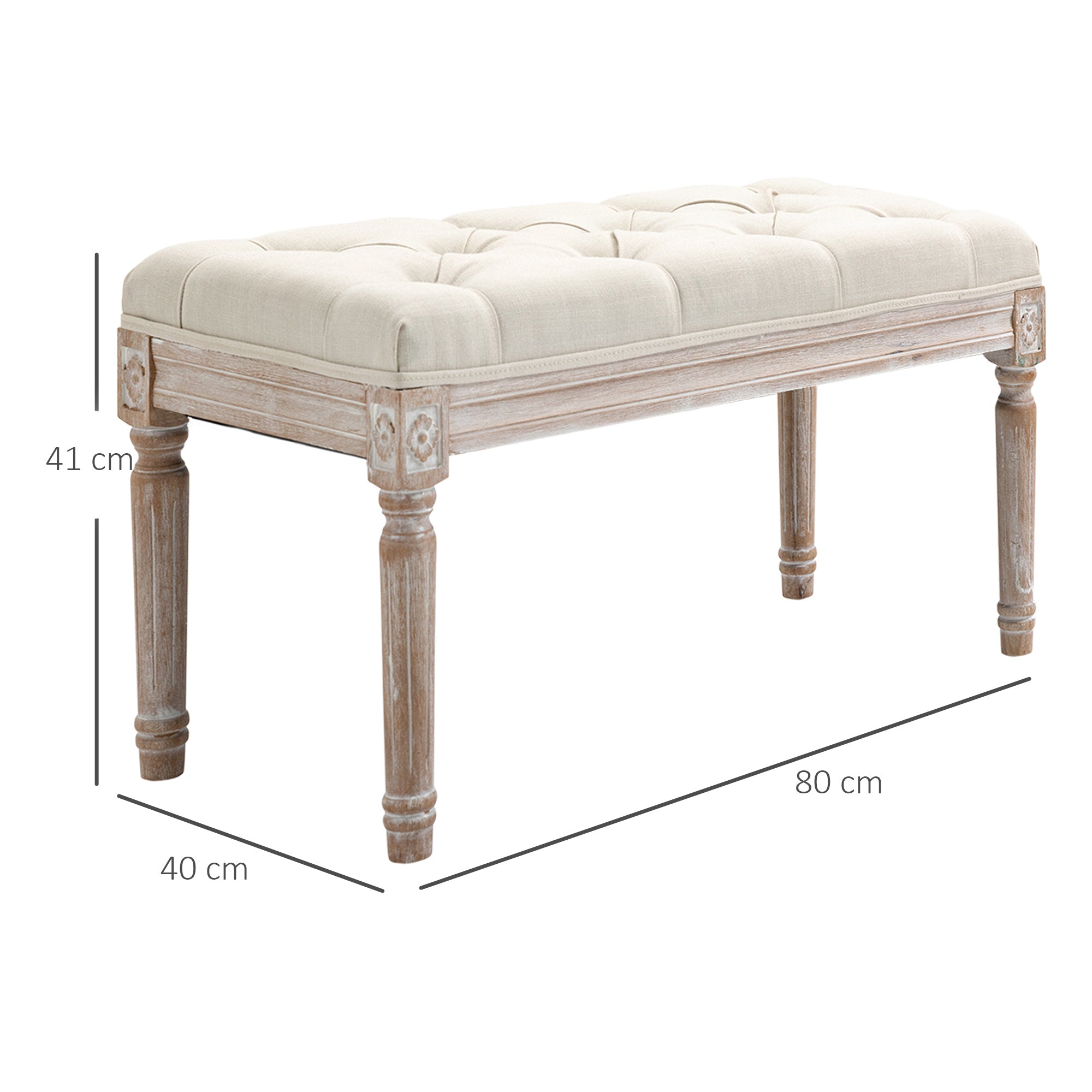 Bed Bed with Ottoman Wooden Legs For Bedroom And Entrance - Beige - Borgè