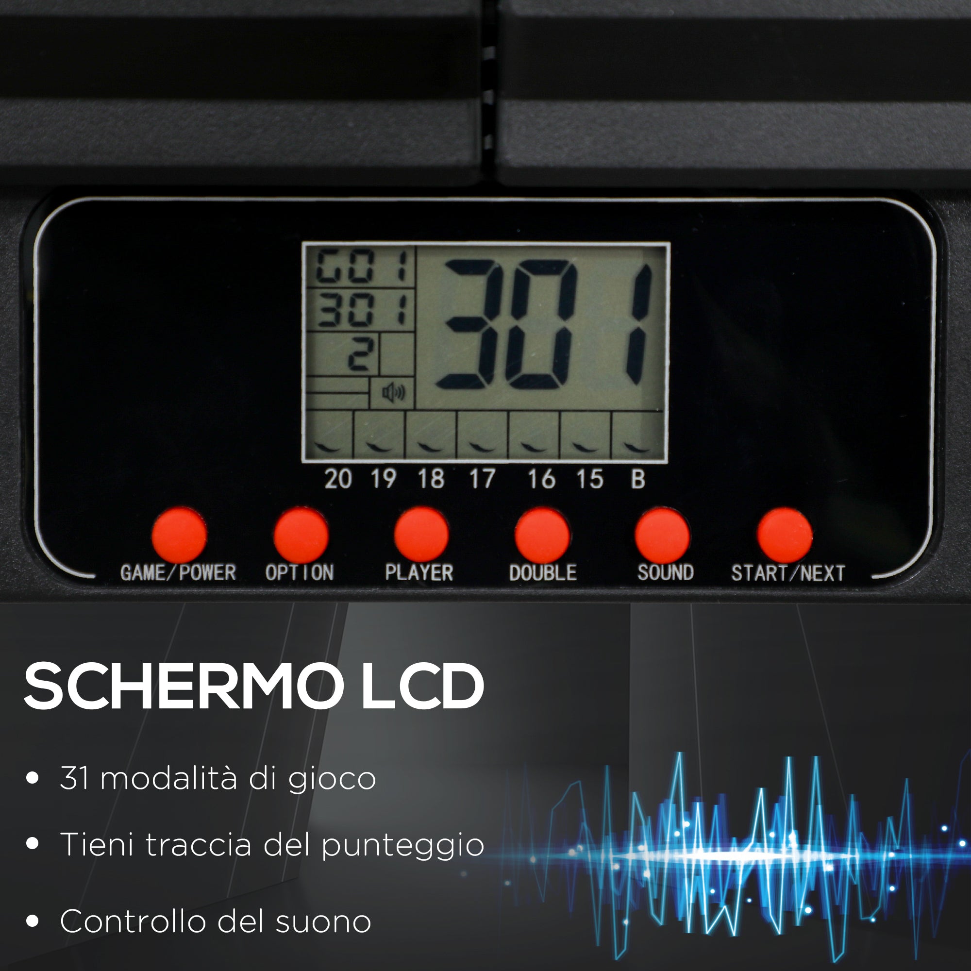 Electronic PP Dartboard with 6 Darts and LCD Monitor, 83x45x4 cm, Red and Black - Borge' Group Limited