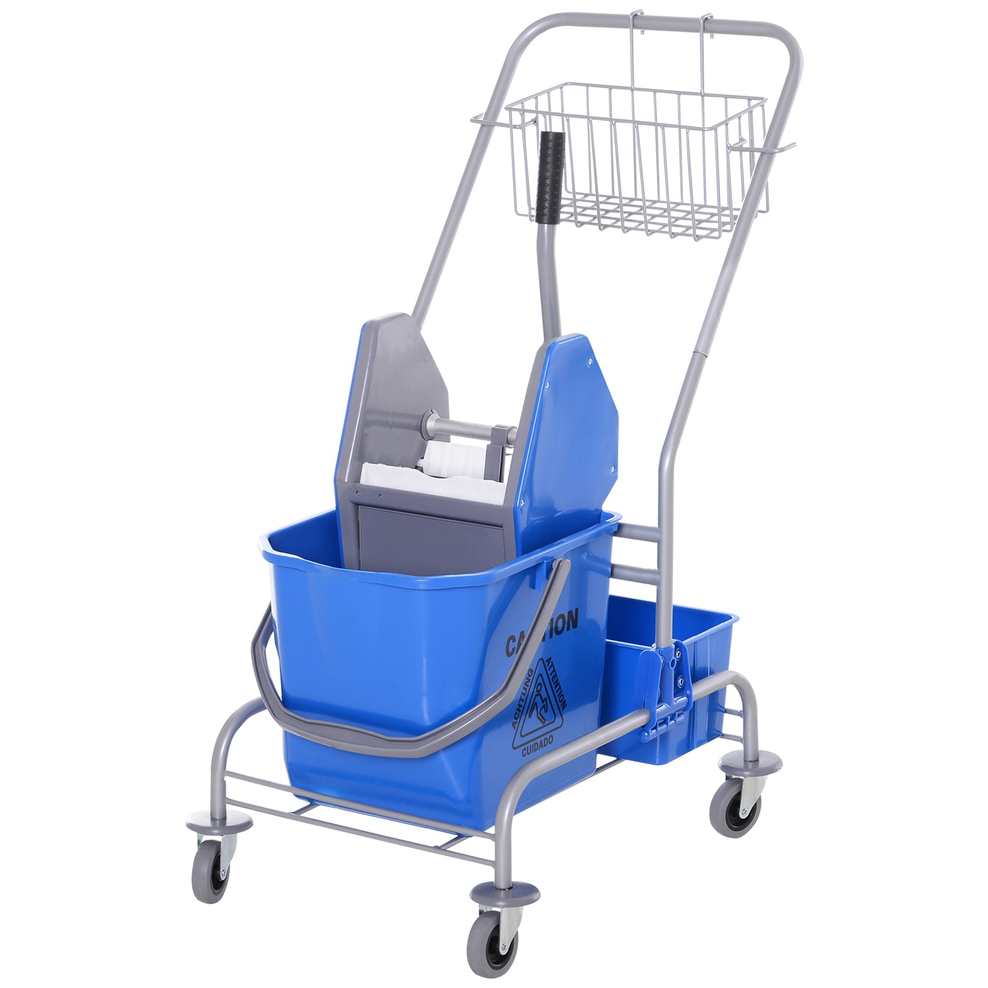 Professional cleaning cart with 25L and stripper bucket, blue - Borgè