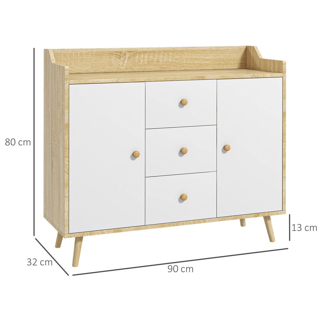 Homcom Modern unit in Pino wood with 3 drawers and 2 doors, 90x32x80h cm - Borgè