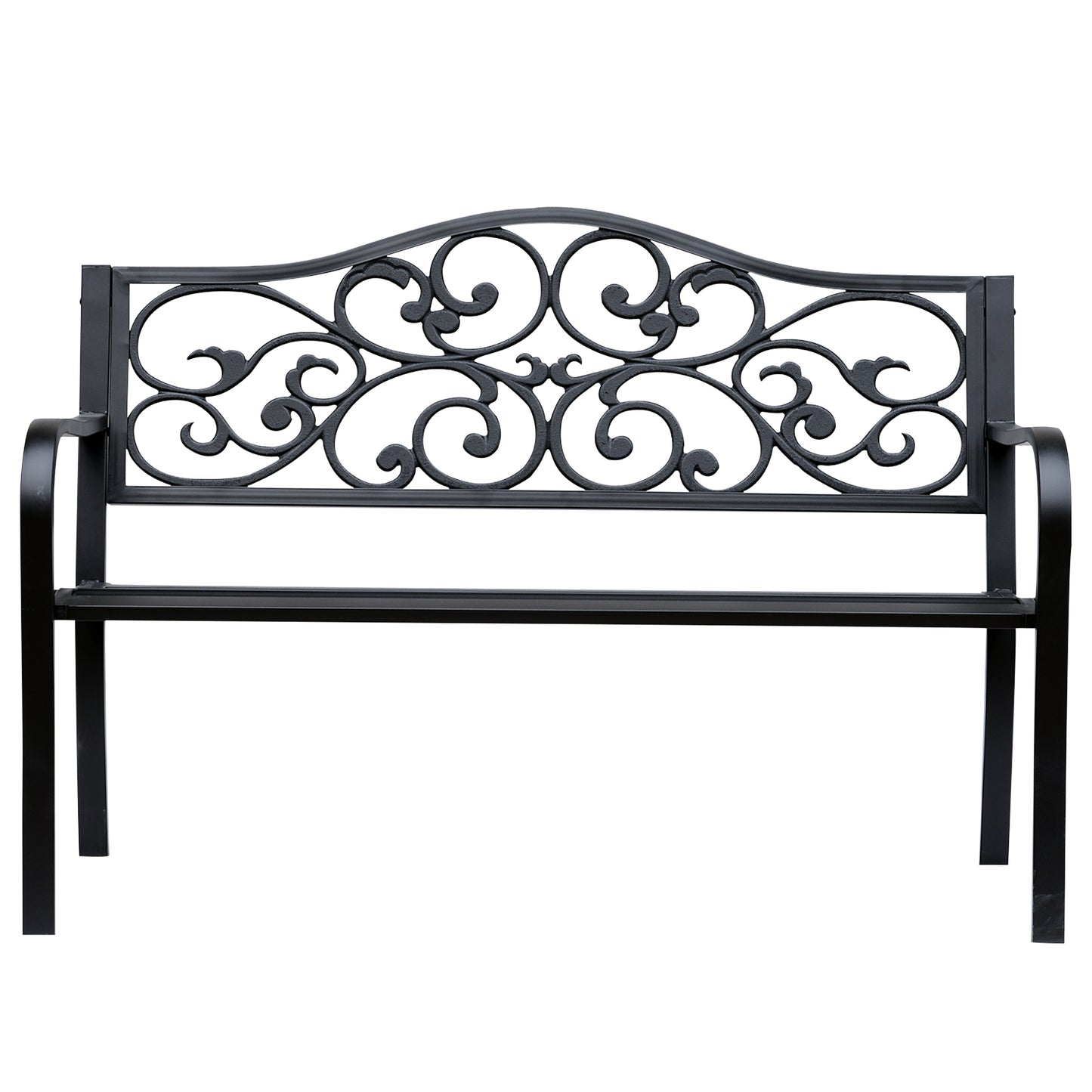 Outsunny Garden bench 2 seats with ice cast iron and metal backrest, 127x60x89cm, black - Borgè