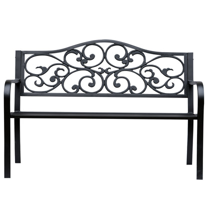 Outsunny Garden bench 2 seats with ice cast iron and metal backrest, 127x60x89cm, black - Borgè