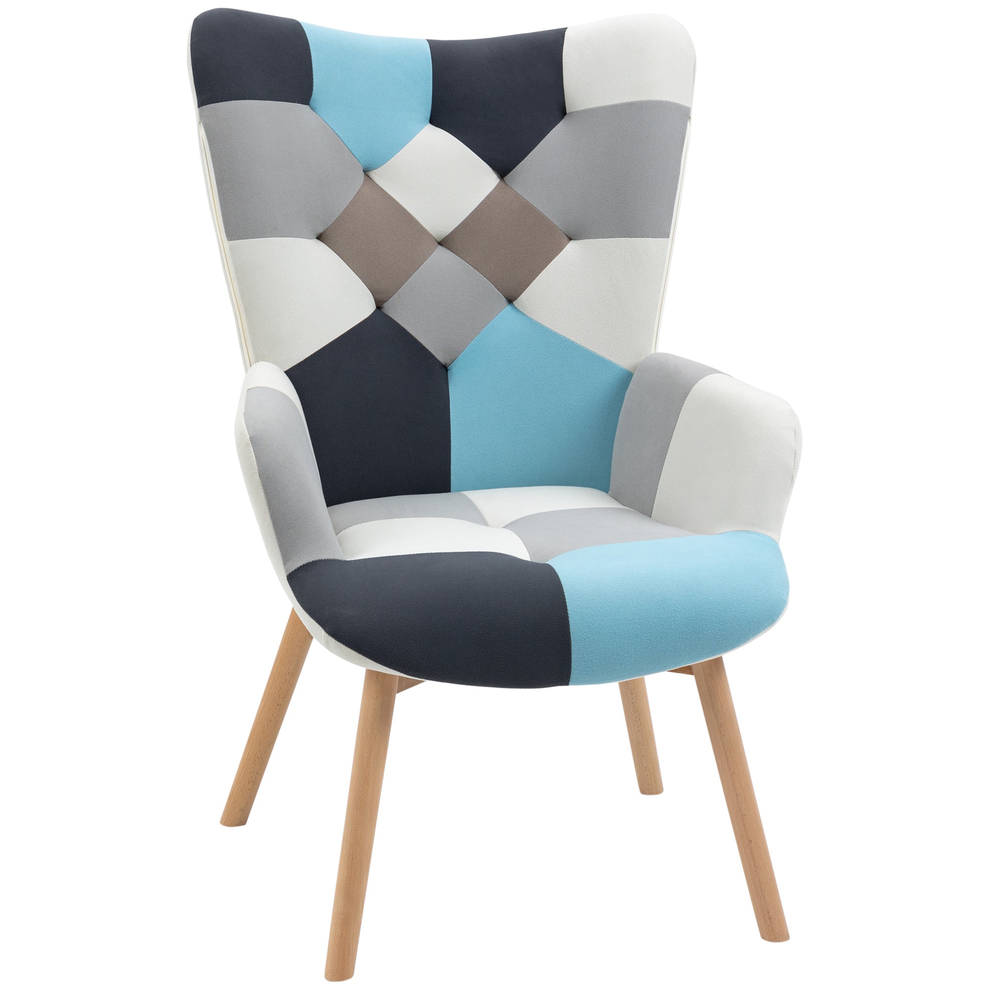 Homcom chamber armchair in quilted velvet and wooden legs, 66x76x98cm, multicolor - Borgè