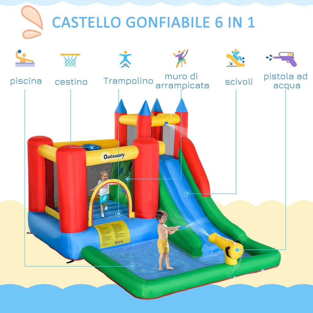 Inflatable Game for Children 3-8 Years with Slide, Trampoline, Pool, max 4 Children, 330x245x215cm - Borge' Group Limited