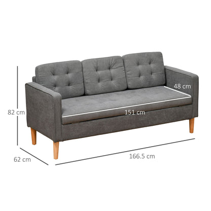 SELLY | 3 Seater Sofa in Grey fabric with Storage Compartment - Borgè