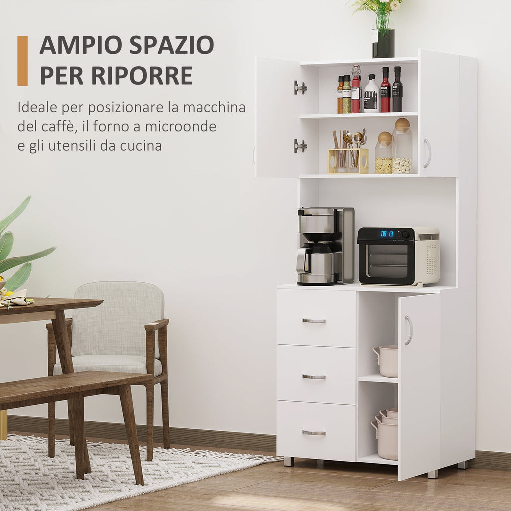 Blazing white wood with 2 lockers 1 open shelf and 3 drawers - Borgè