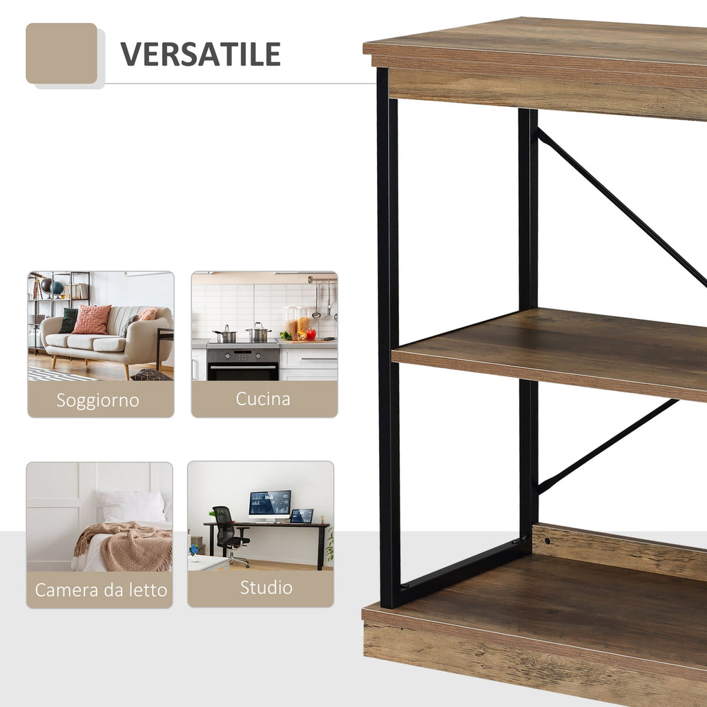 shelf industrial style bookcase Multiuse wood and metal - brown/black - Borgè
