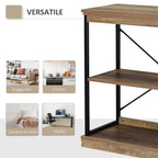 shelf industrial style bookcase Multiuse wood and metal - brown/black - Borgè