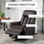 Reclinable Brown Armchair with Lift Assist, Footrest and remote control - Borgè