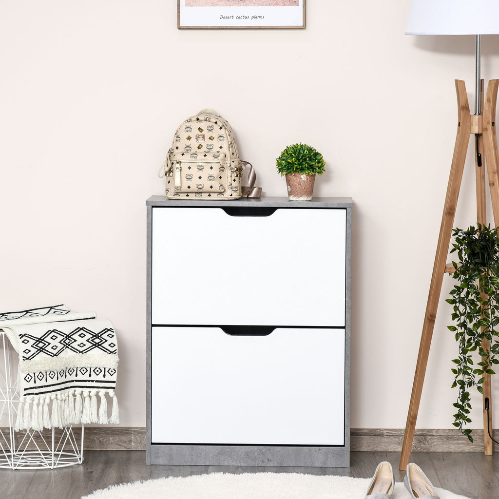 Mobile Mobile SCANDIER WITH 2 ATHI for 8 pairs of shoes, Modern Grey and White Furniture, 62.5x24x81cm - Borgè