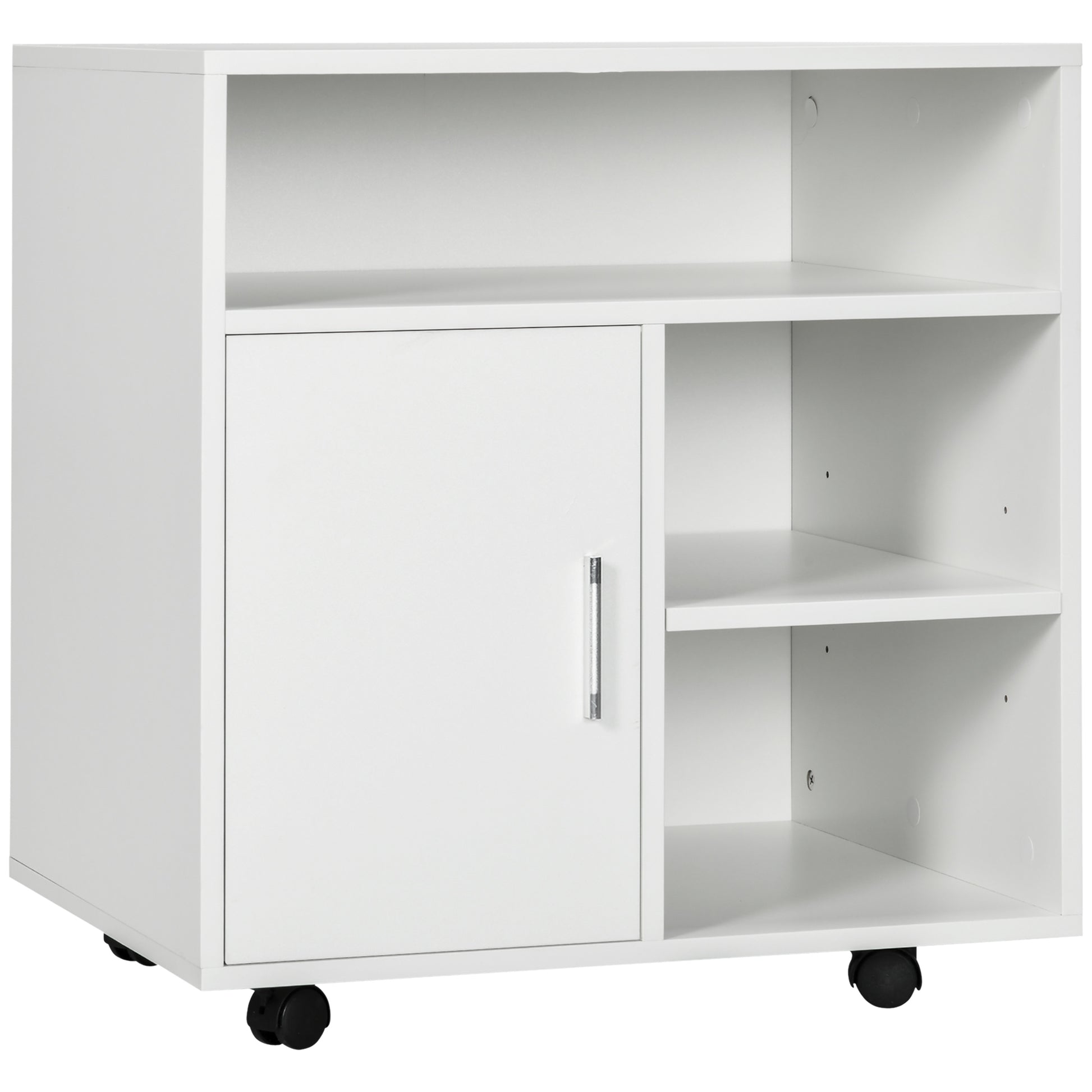 Homcom Cabinet Printer holder with open shelves and wooden locker, 60x50x65.5cm, white - Borgè