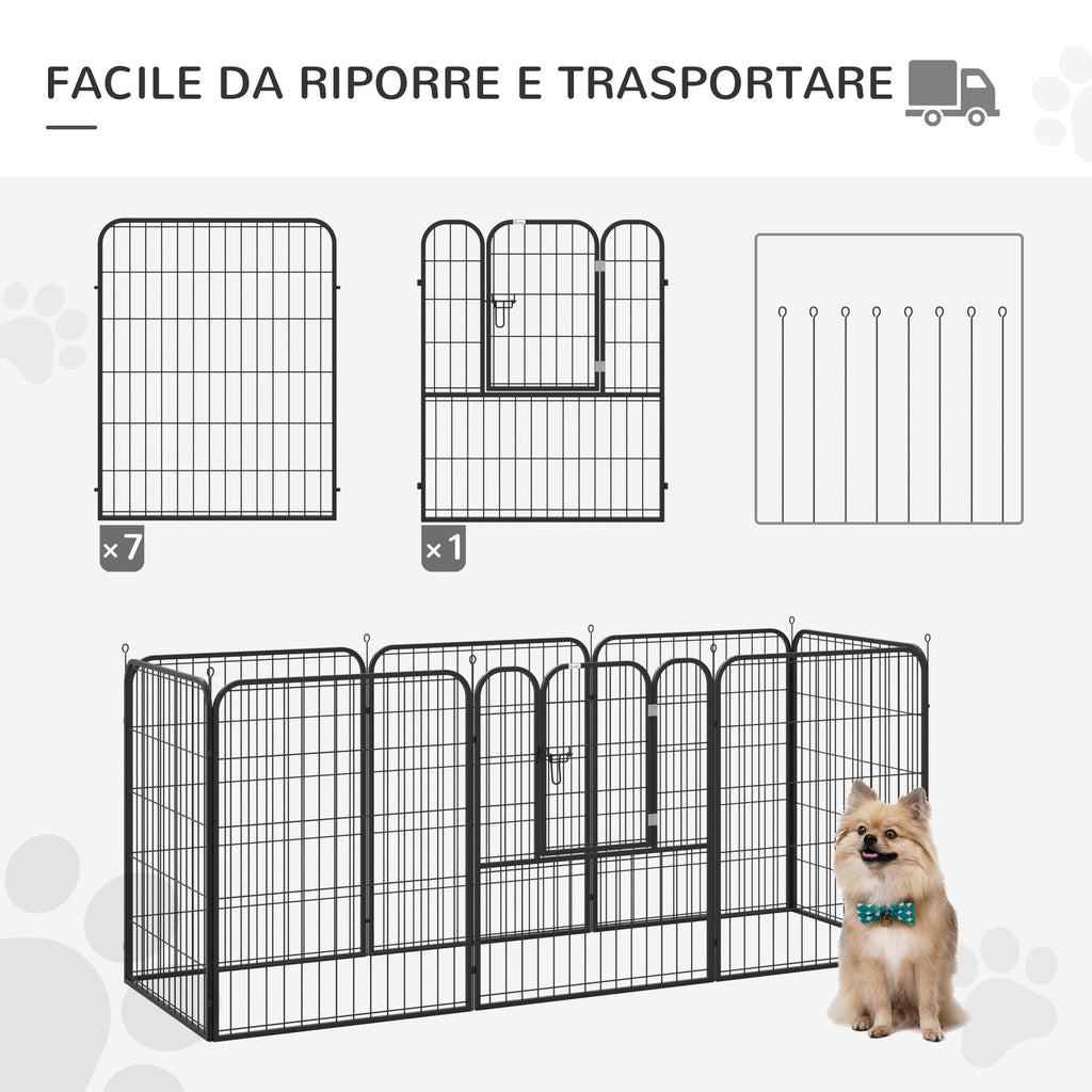 Dog Playpen and Puppy Playpen, Modular Indoor and Outdoor Dog Playpen in Metal and Steel 8 Panels 80x100cm - Borge' Group Limited