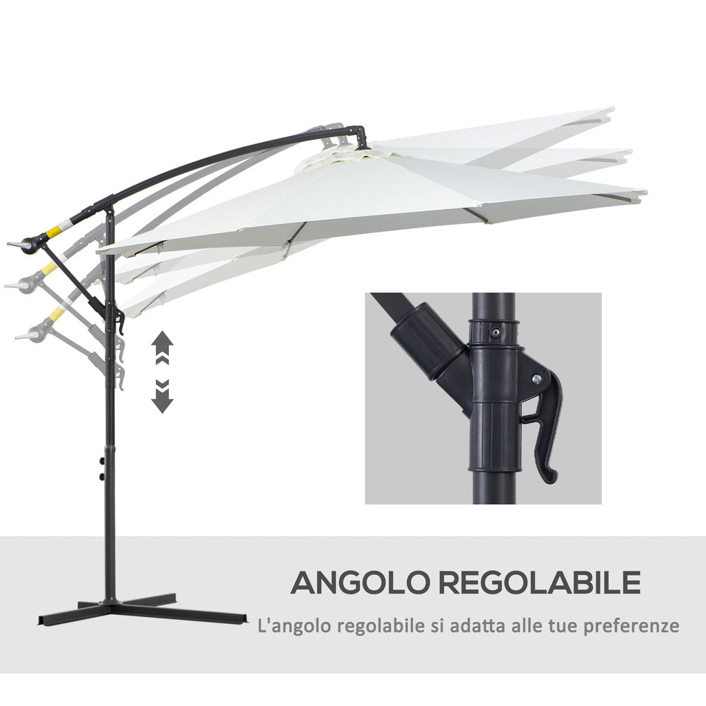 Outdoor Umbrella 3x2.5m with Crank, in Steel and Anti-UV Polyester, Cream - Borge' Group Limited