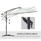 Outdoor Umbrella 3x2.5m with Crank, in Steel and Anti-UV Polyester, Cream - Borge' Group Limited