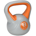 Kettlebell 8kg in PU and Sand with Flat Base and Handle for Deadlifts, Squats and Lifts, 20x14x24 cm, Orange - Borge' Group Limited