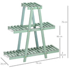 3-Tier Indoor Outdoor Fir Wood Plant Stand, 76x26x76cm, Light Green - Borge' Group Limited