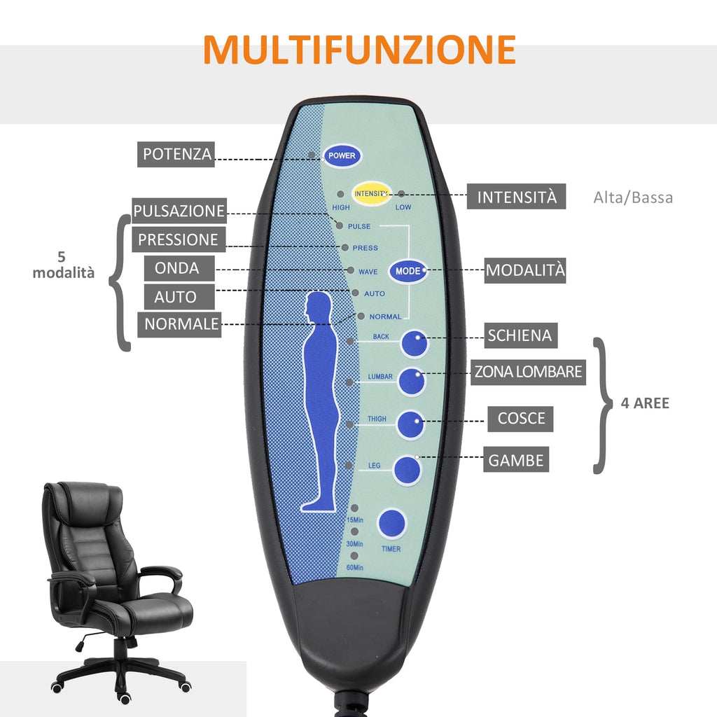 Ergonomic massant and managerial massacle chairman in black -like - Borgè
