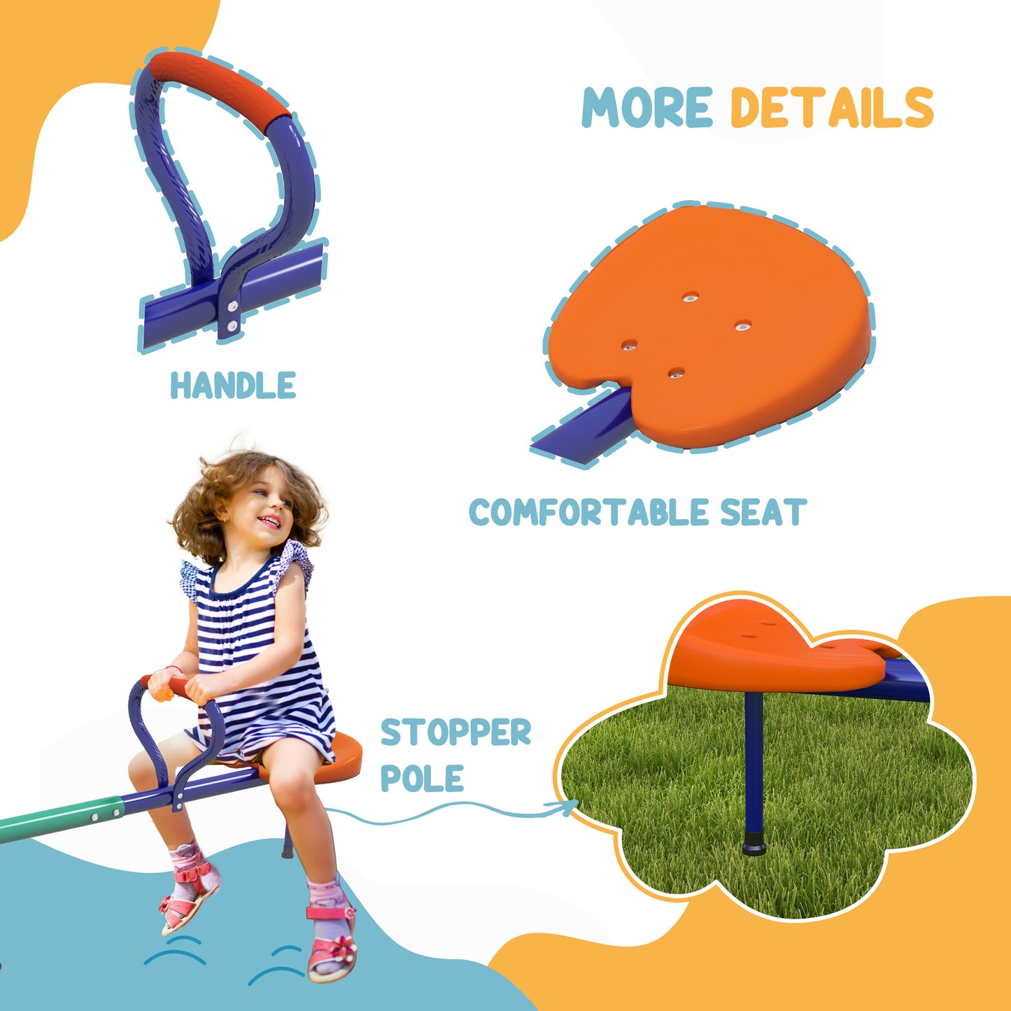 Outsunny swing for children 3-8 years with 360 Â° rotation, in steel and pp, 192x60x60 cm - Borgè