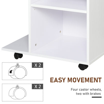 Wine cabinet for 4 -wheeled wooden printer, adjustable shelf and cpu floor, white - Borgè