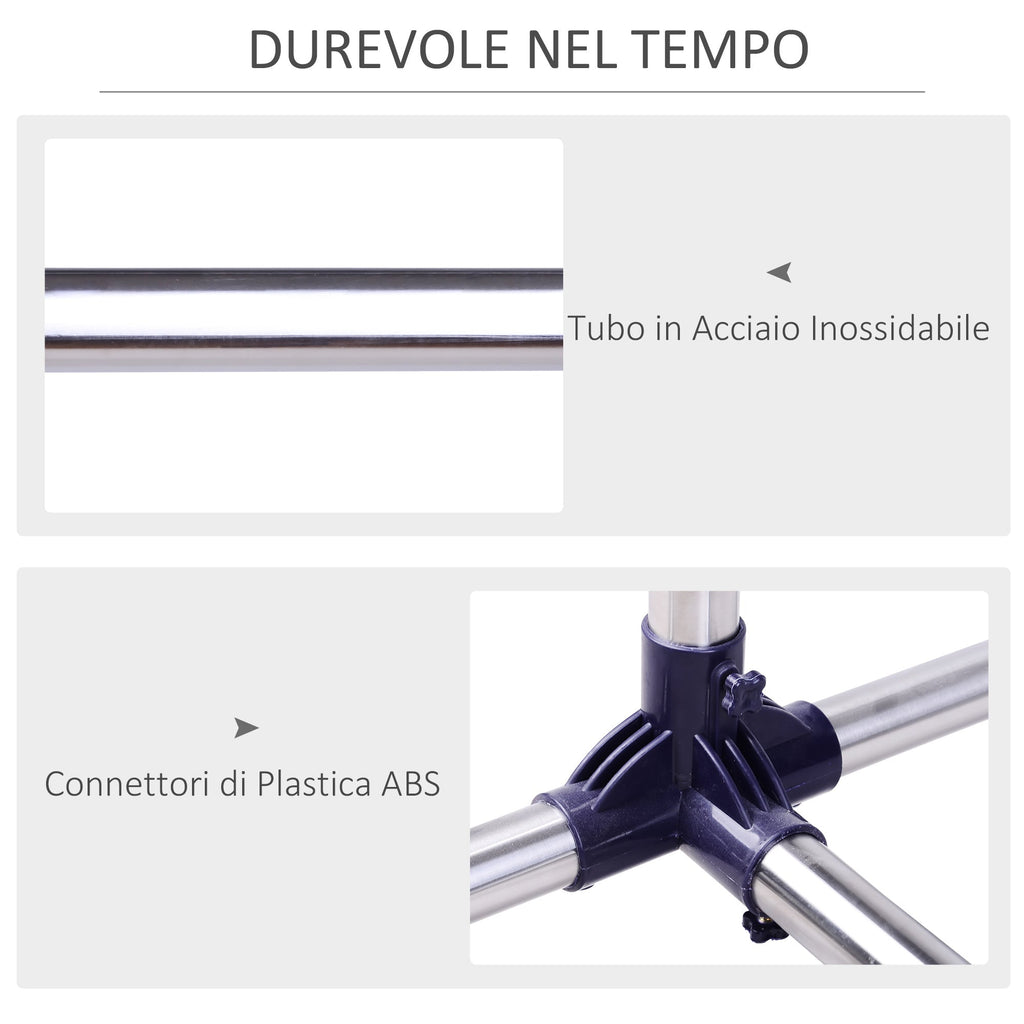 spreader hanger in adjustable width and height with stainless steel wheels 160 x 170cm - Borgè
