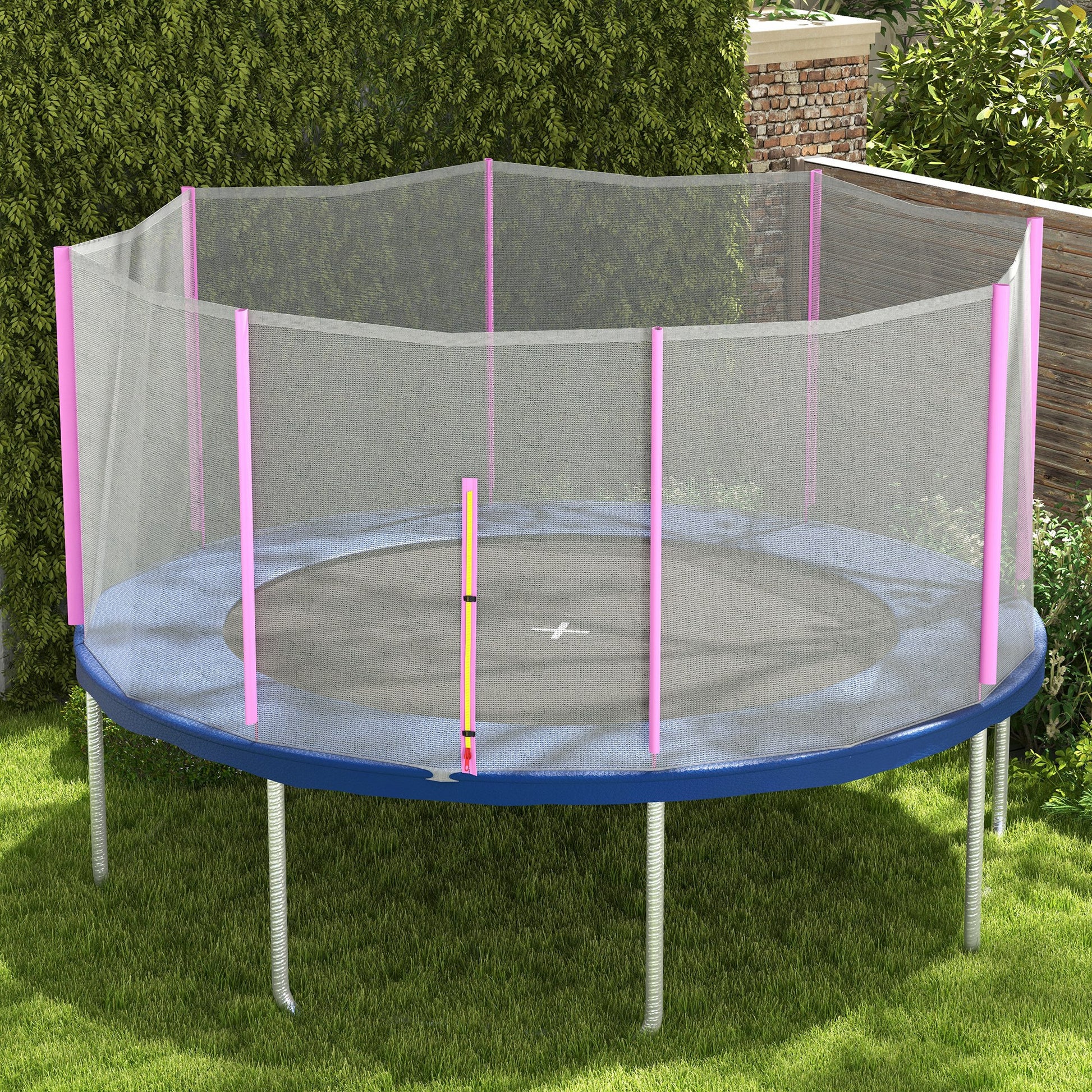 SportNow protection network for 6 -pole trampolines with hinged entrance, in PE, Ã˜366x180 cm, black and pink - Borgè