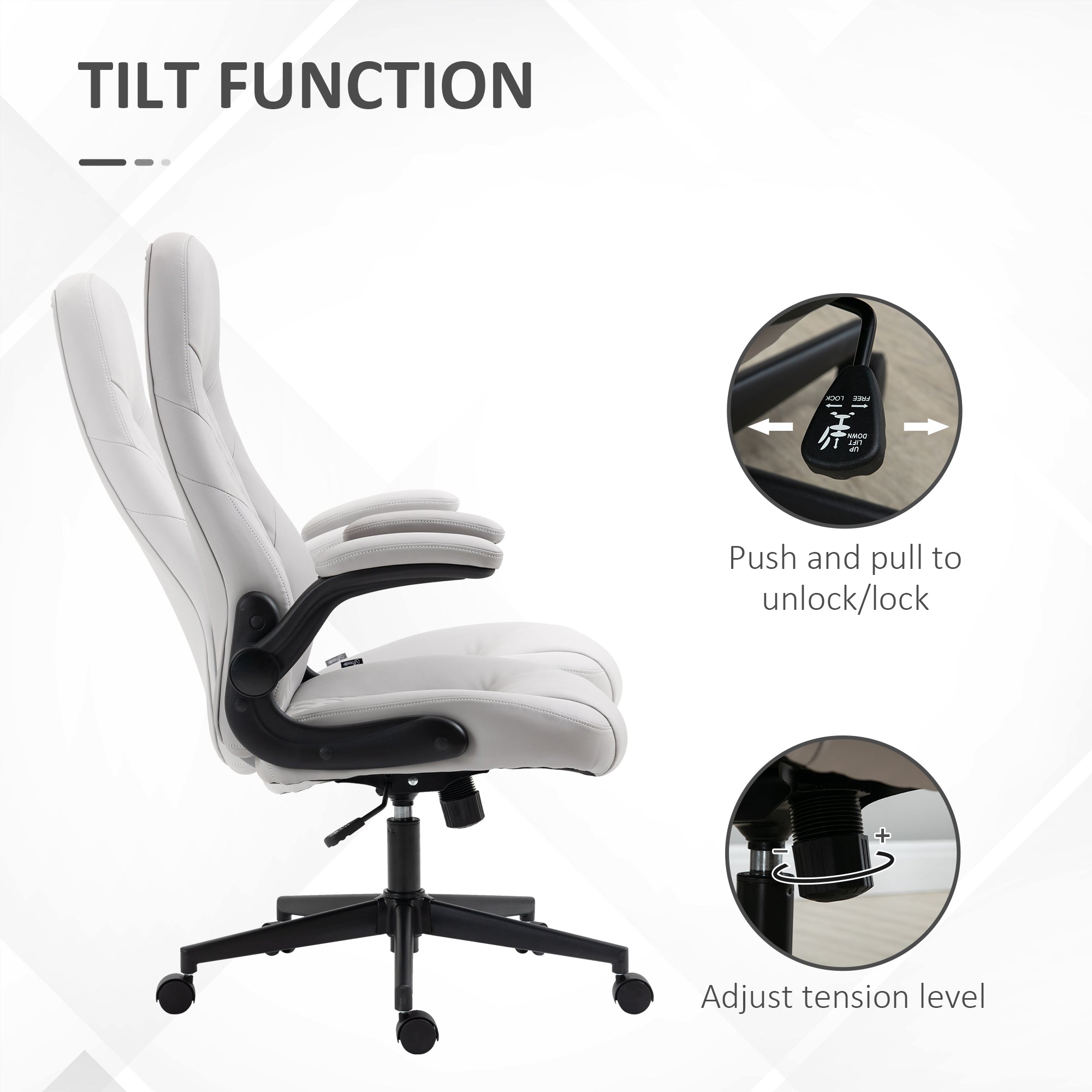 Ergonomic office chair with overturning armrests and adjustable height, 67x70x112-122 cm, Grey - Borgè
