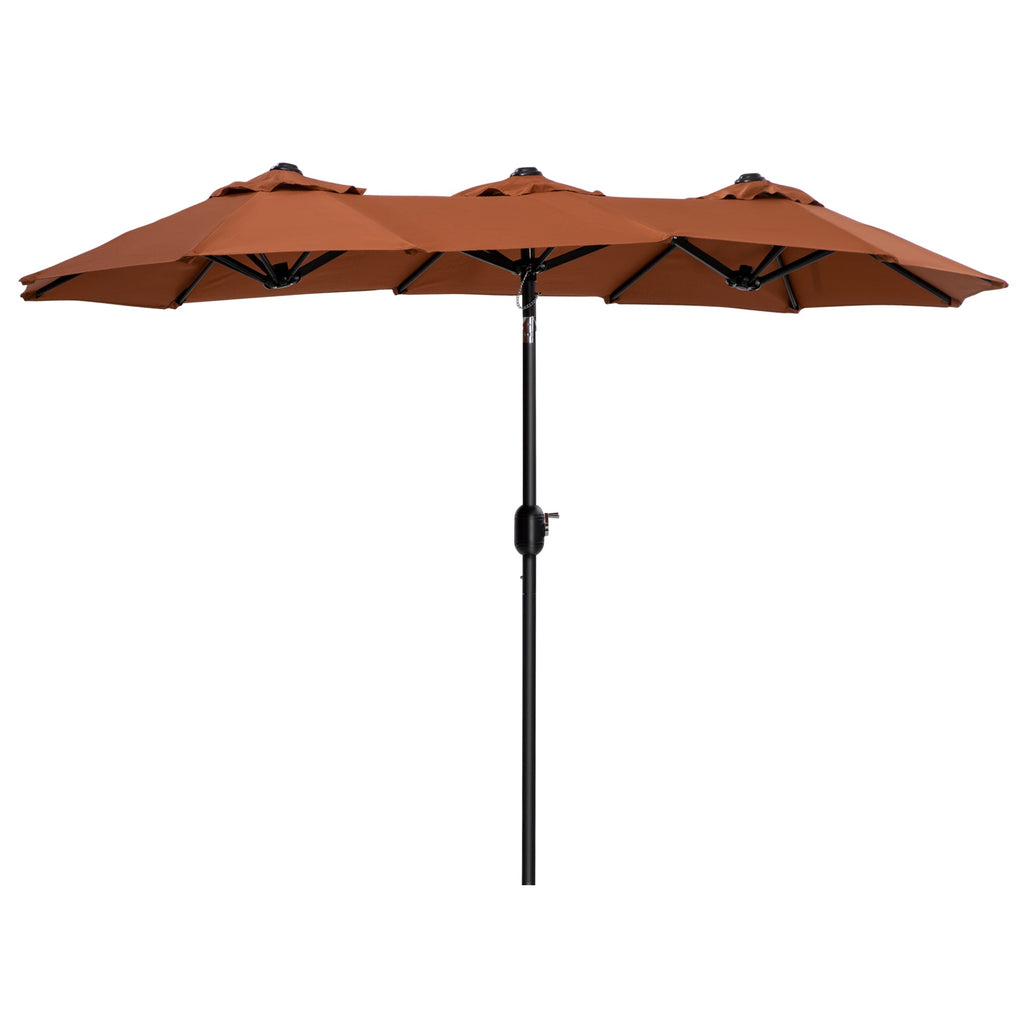 Double Tilting Garden Umbrella with Crank Opening, 295x152x222cm, Red - Borge' Group Limited