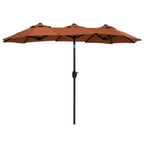 Double Tilting Garden Umbrella with Crank Opening, 295x152x222cm, Red - Borge' Group Limited