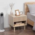 modern bedside table with drawer and open shelf in chipboard, 47x47x50 cm, wood color - Borgè