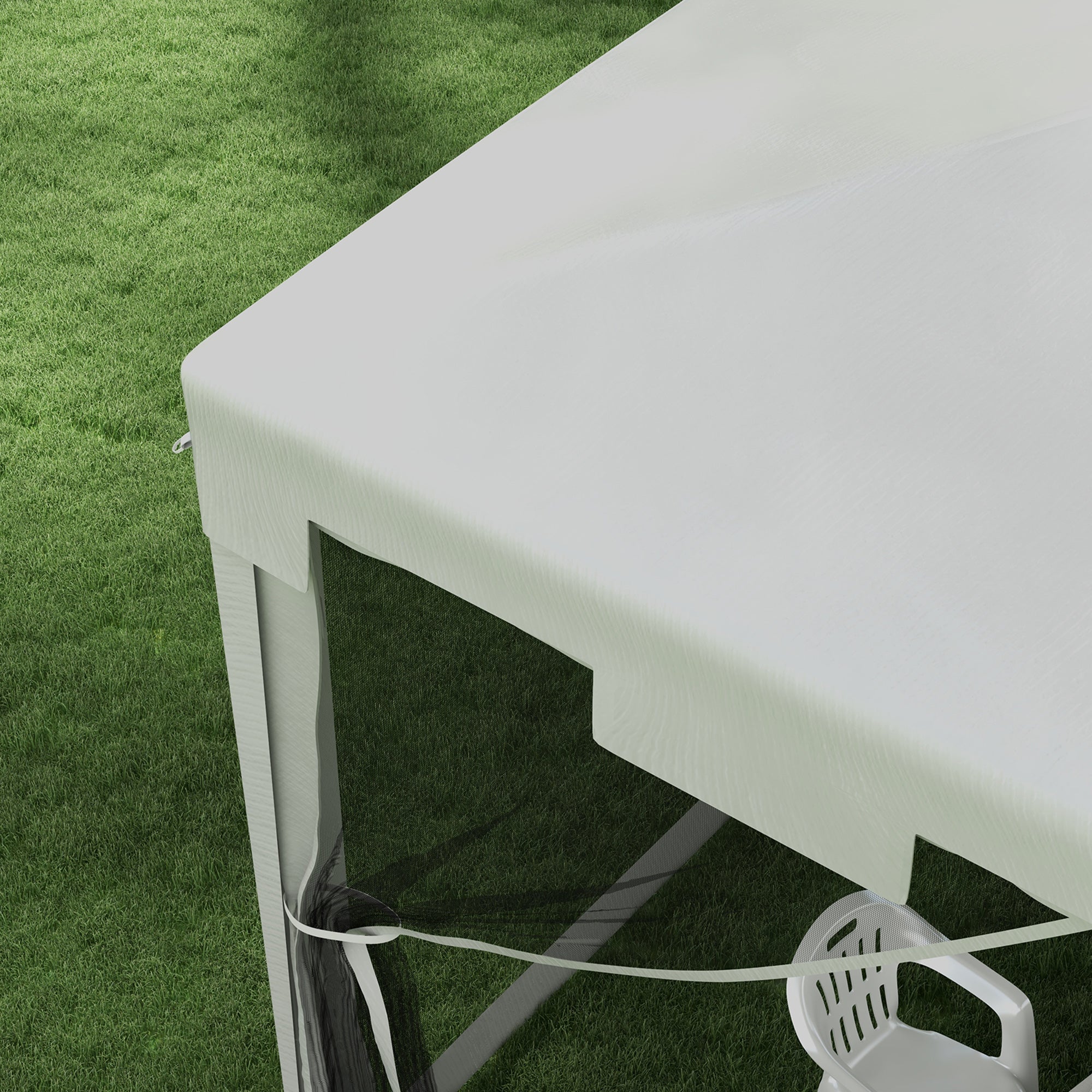 Outsunny Garden Gazebo 4x3 m folding with mosquito net and 2 inputs, in metal and PE, black and white - Borgè