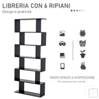 Homonda Library Wood Modern Design with 6 shelves 80 Ã— 23 Ã— 192cm Black - Borgè