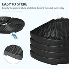 4-Piece HDPE Water and Sand Fillable Umbrella Base, Ø100x8cm, Black - Borge' Group Limited