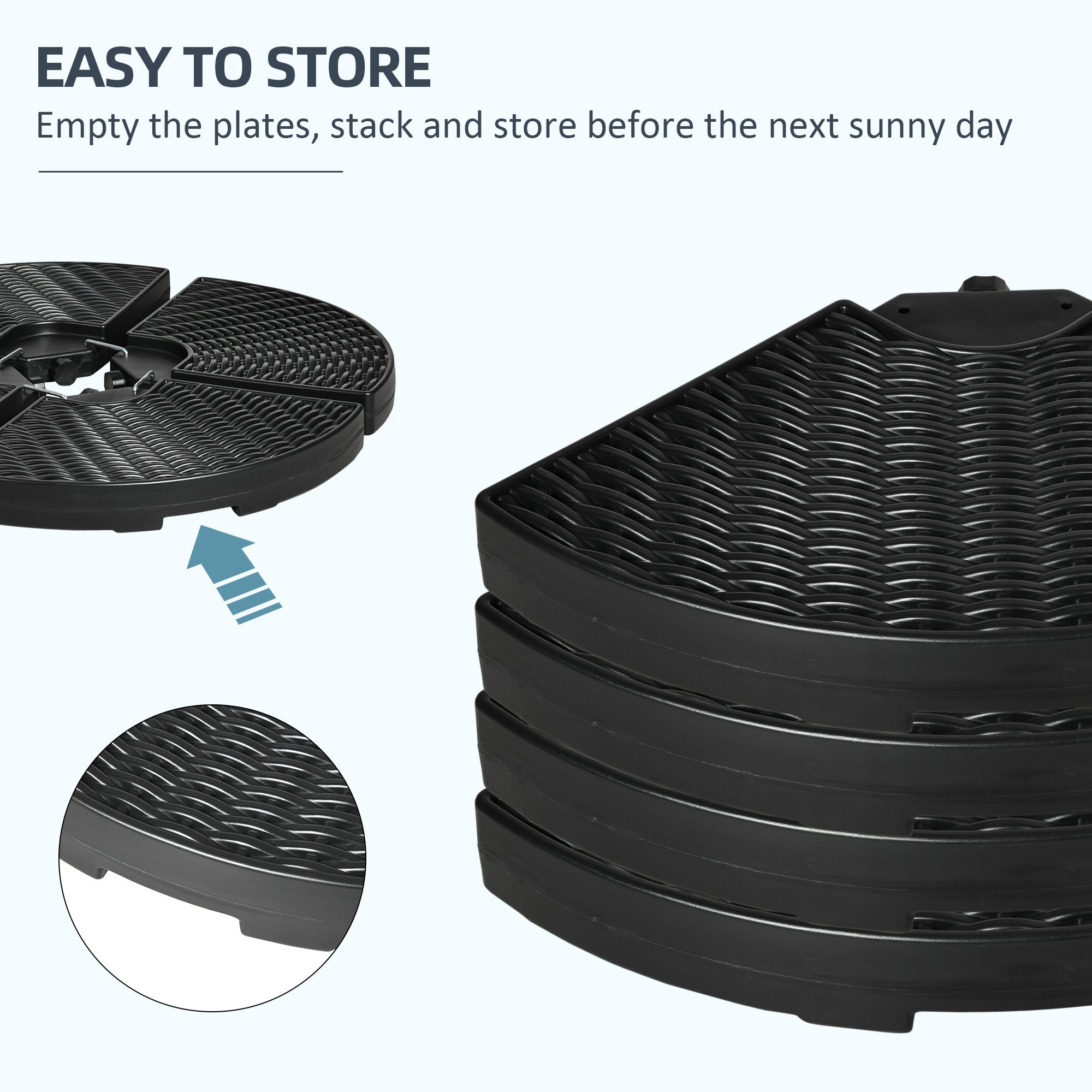 4-Piece HDPE Water and Sand Fillable Umbrella Base, Ø100x8cm, Black - Borge' Group Limited