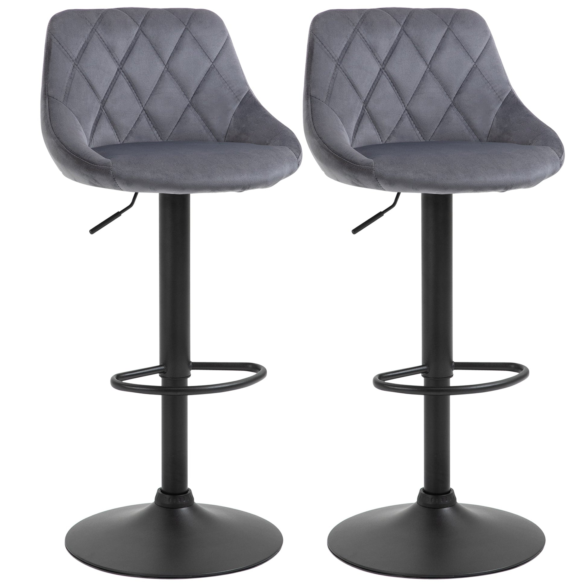 Set 2 swivel design bar stools with adjustable height - dark Grey/black - Borgè