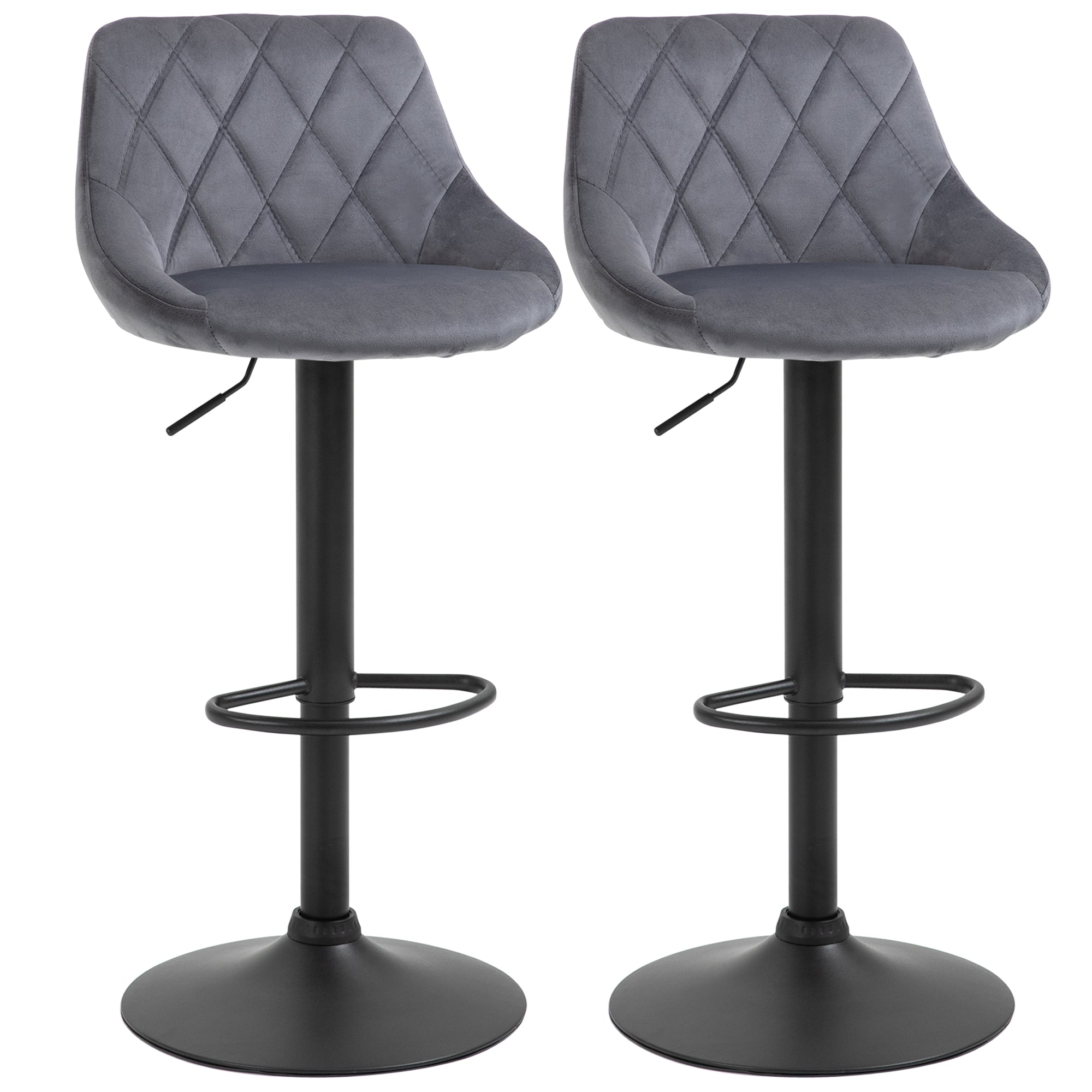 Set 2 swivel design bar stools with adjustable height - dark Grey/black - Borgè