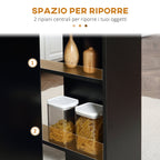 Foldable Wooden Table for 4-6 people with wheels, 75x140x74cm, black - Borgè