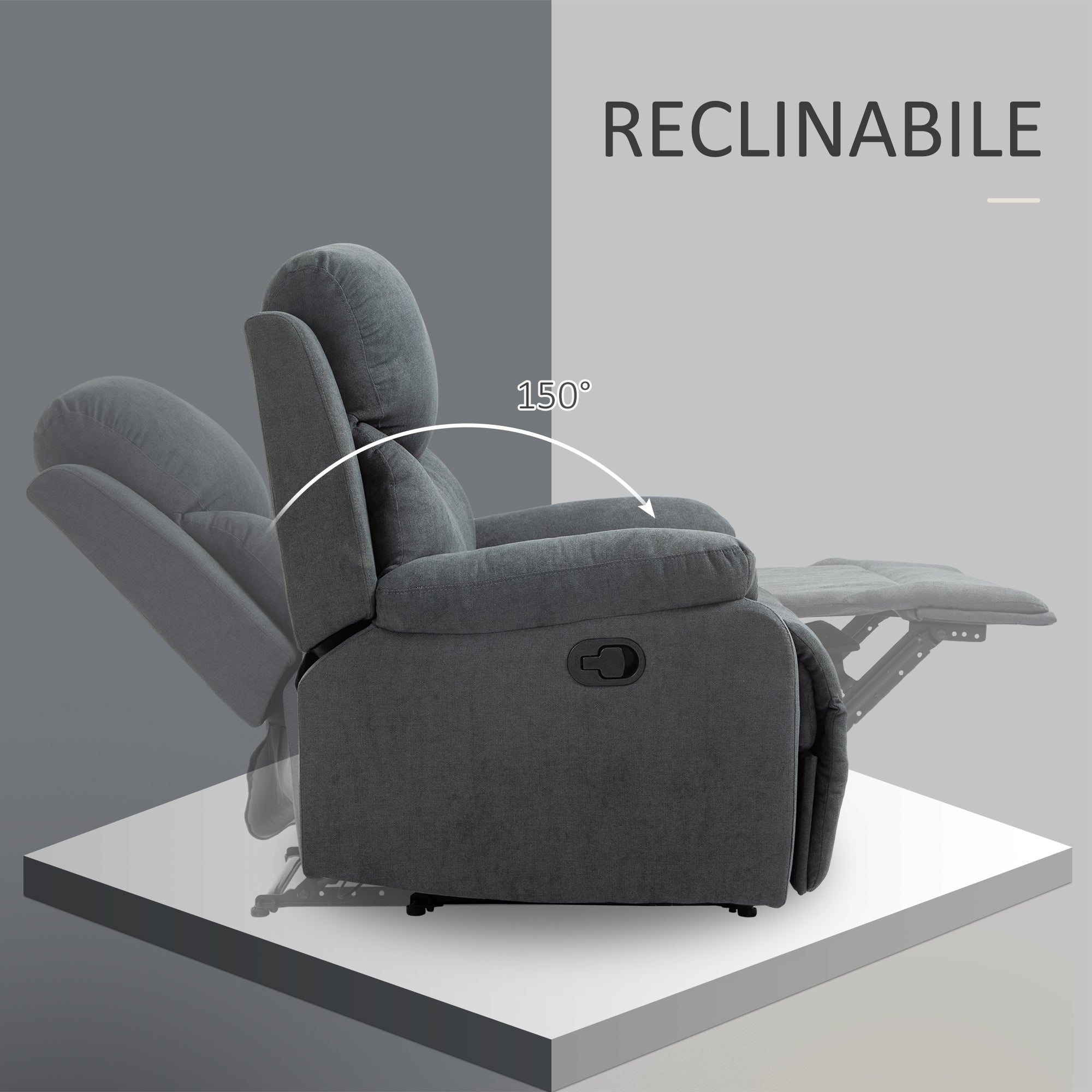 Relaxable Ergonomic Chair Relaxable Armchair With Reclinable backrest and footrests - Borgè